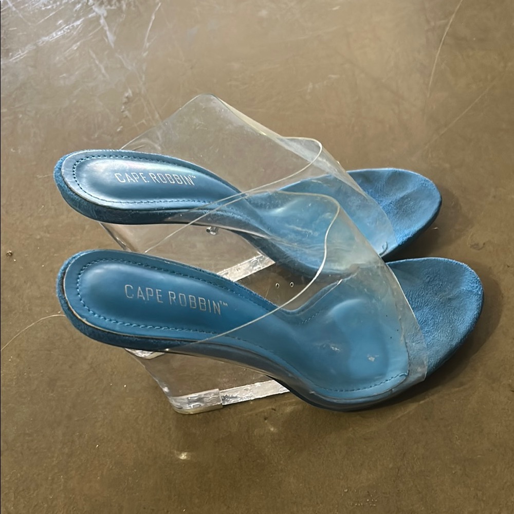 Super cute sandals: Cape Robbin Blue and White Sandals Slip-On Comfort
